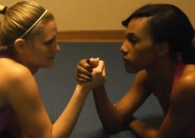 #24 - Electra Jamison vs London Rain - Schoolgirl Pin Domination - REAL Women's Wrestling - 2014 - interracial arm wrestling